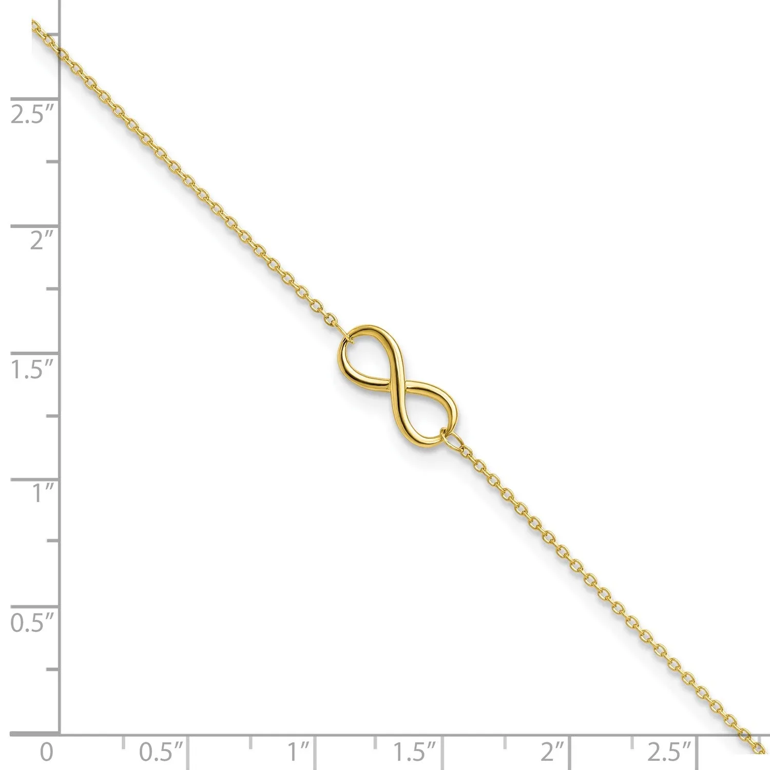 10KT Yellow Gold 9&quot; Infinity Anklet