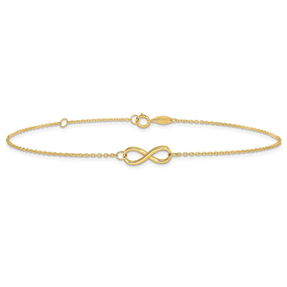 10KT Yellow Gold 9&quot; Infinity Anklet