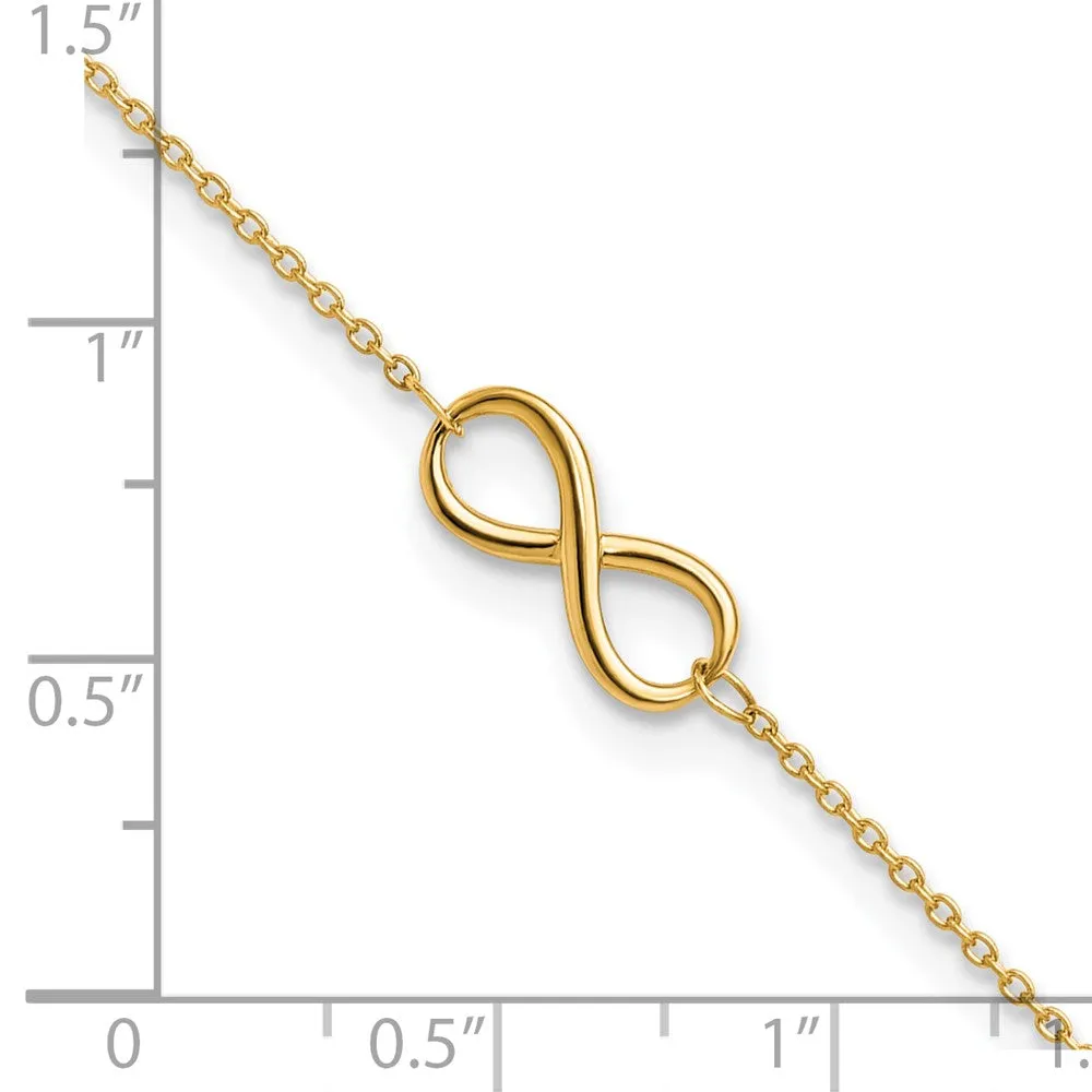 10KT Yellow Gold 9&quot; Infinity Anklet