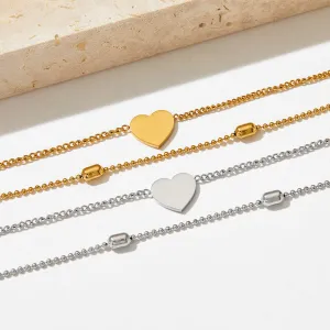 18K gold novel and fashionable double-layered beach style anklet with love design