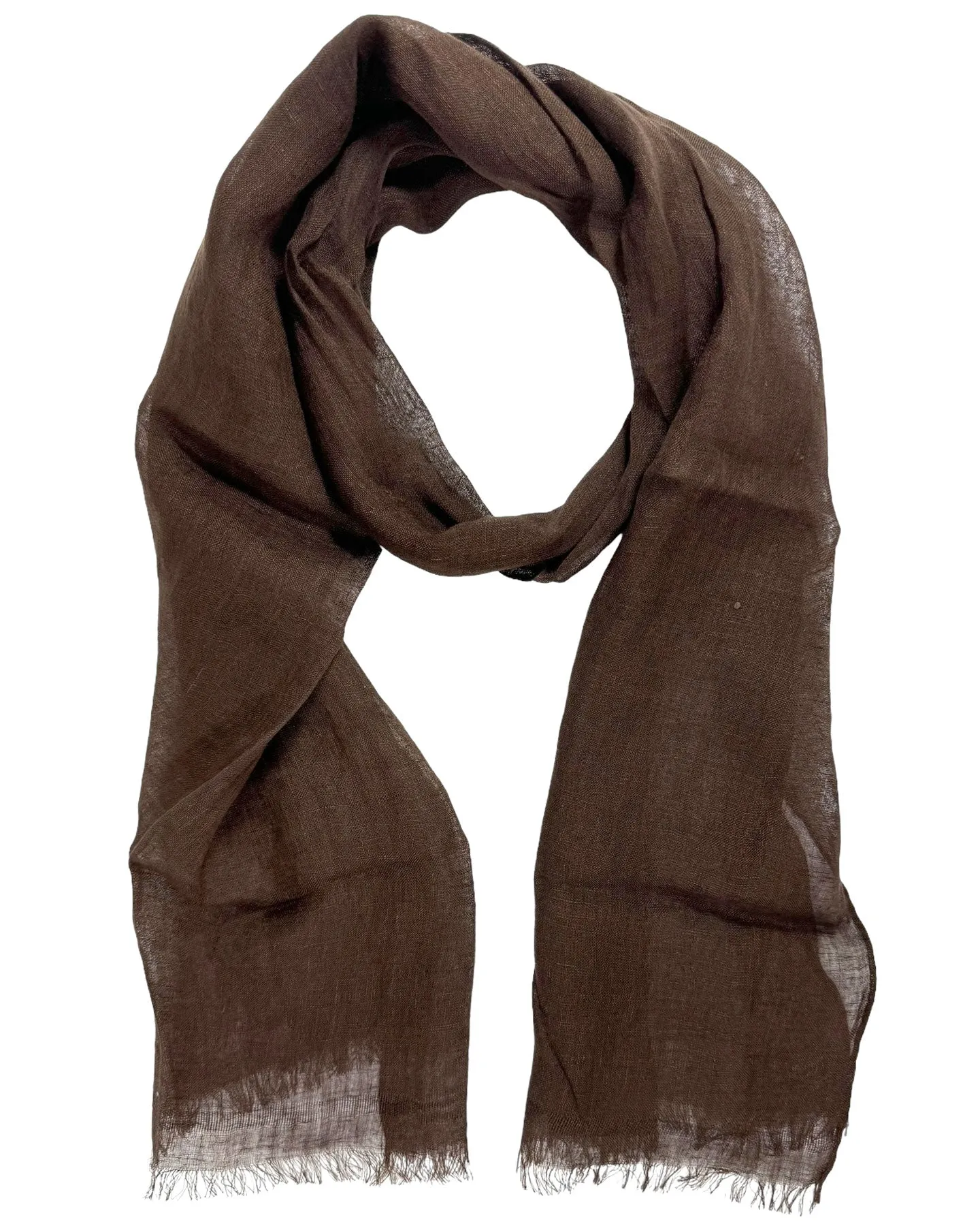 Agnona Scarf Brown Solid - Luxury Linen Silk Shawl SALE