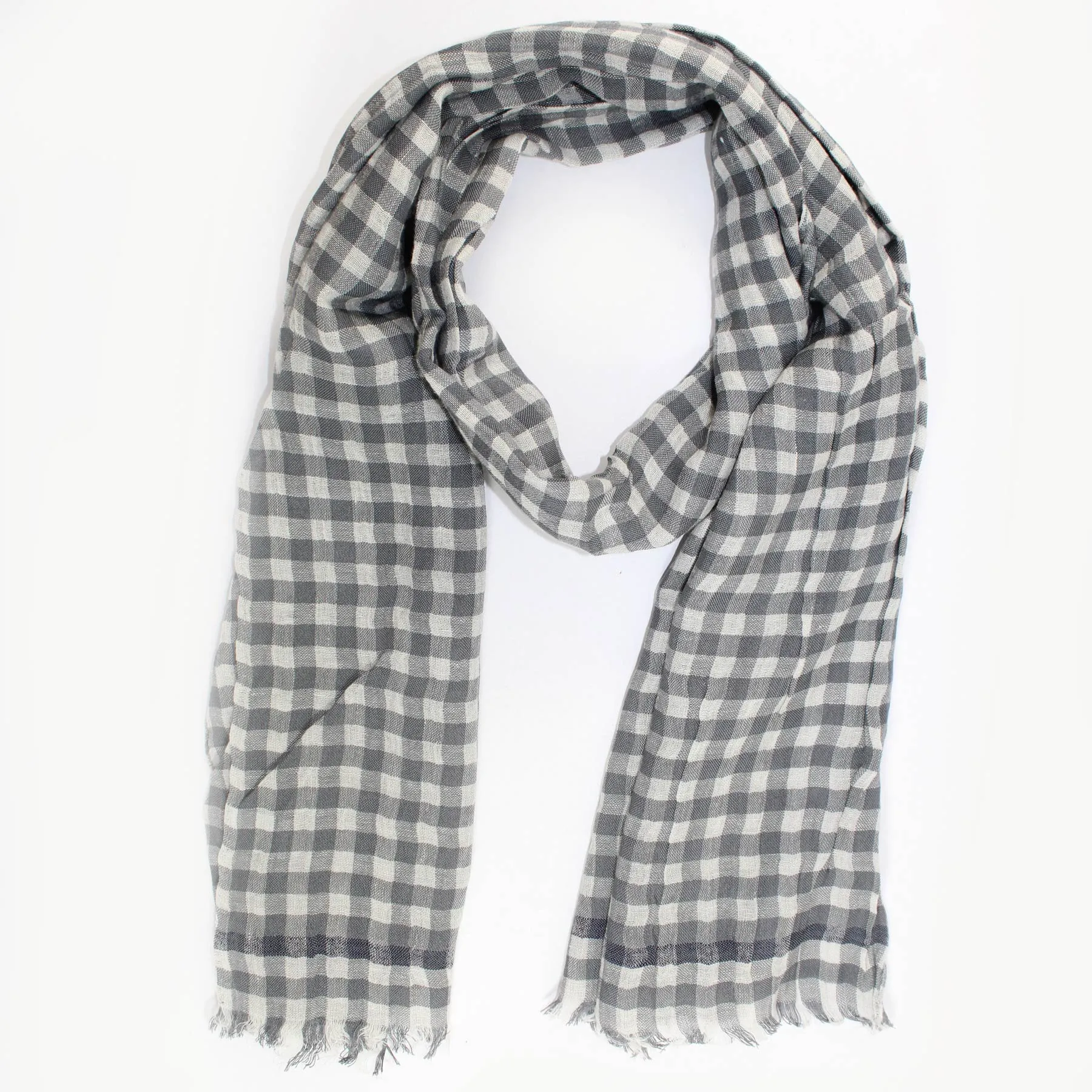 Agnona Scarf Gray Check Design - Luxury Women Shawl - FINAL SALE