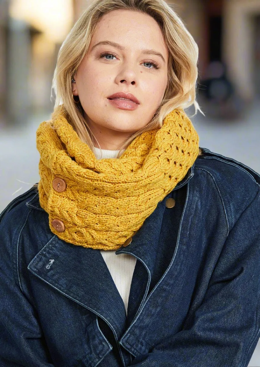 Aran Buttoned Snood | Sunflower