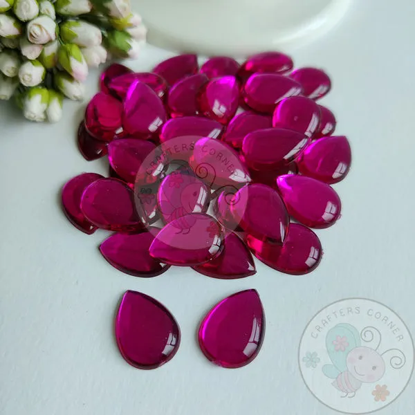 Big Magenta Kundan Stones Tear Drop (Flat Back)