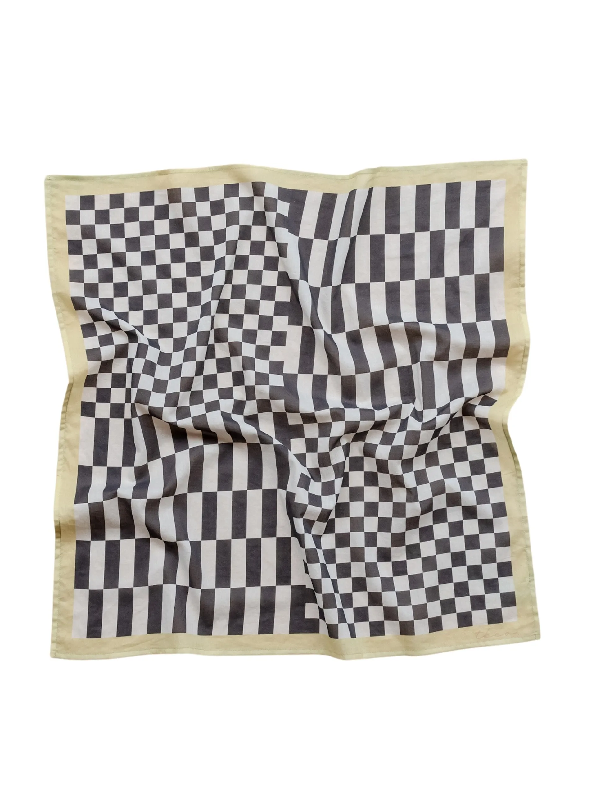 Black checkerboard cotton scarf