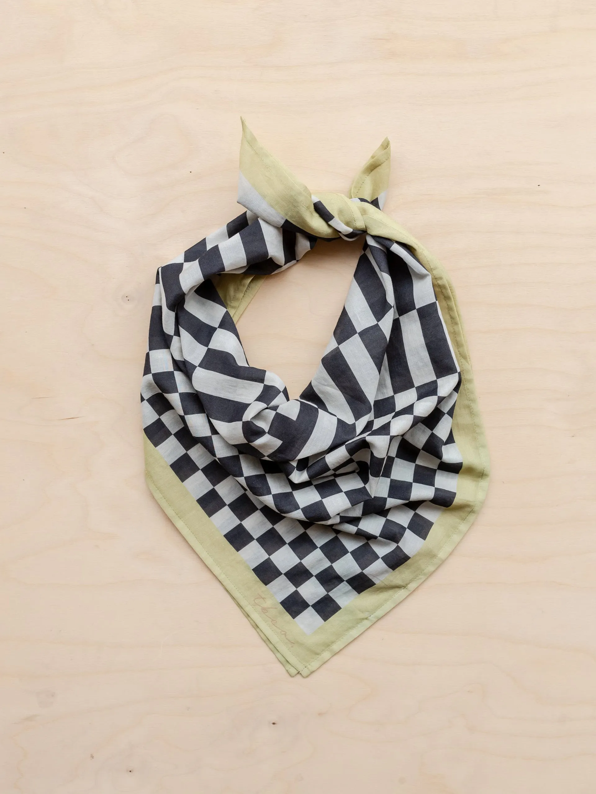 Black checkerboard cotton scarf