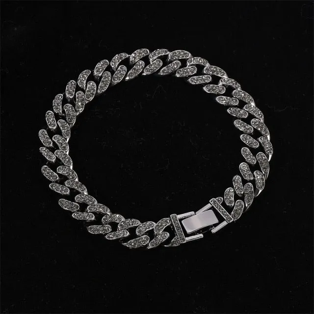 Curb Ankle Bracelet Jewelry Cuban Chain Bling Foot Anklet