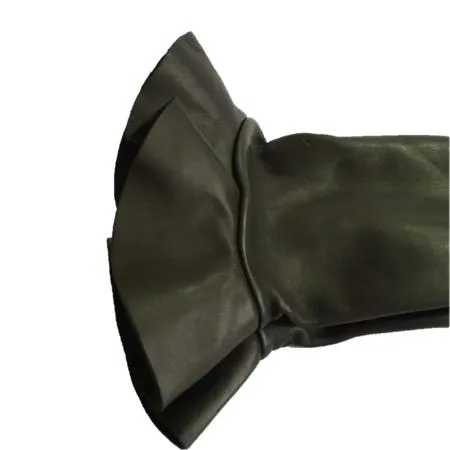 Danielle - Women's Silk Lined Leather Gloves with Ruffle