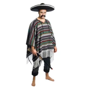 Deluxe Mexican Poncho - Grey