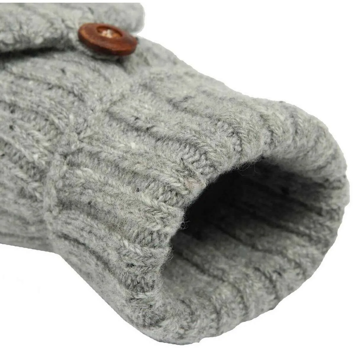 Dents Marl Yarn Half Finger Gloves - Dove Grey