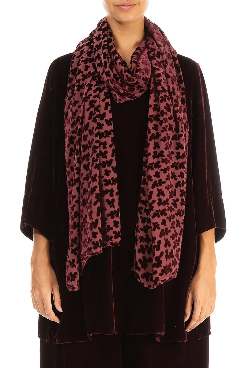 Devoré Petals Merlot Silk Velvet Scarf