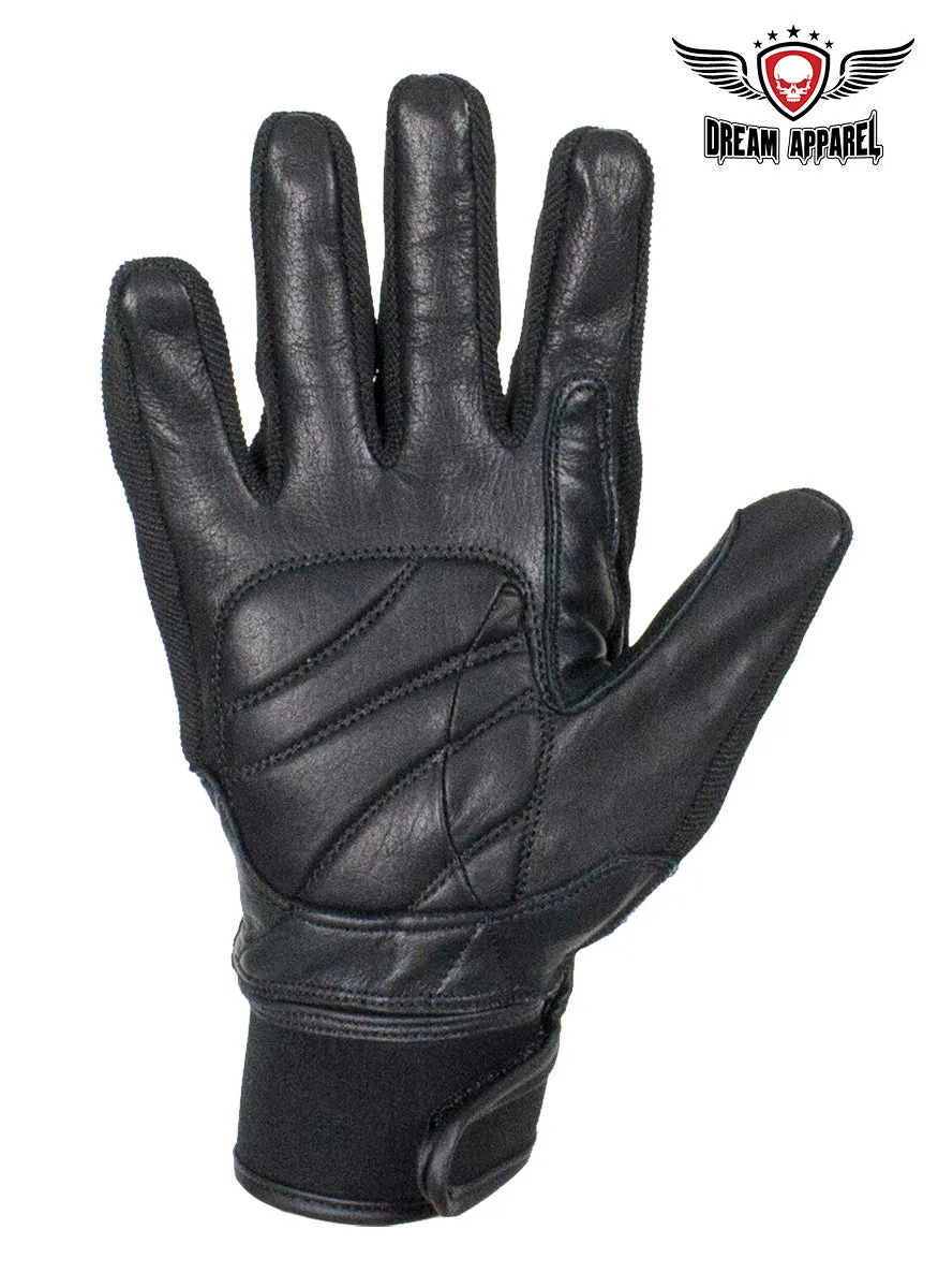 Dream Apparel All Black Leather Motorcycle Knuckle Protector Gloves