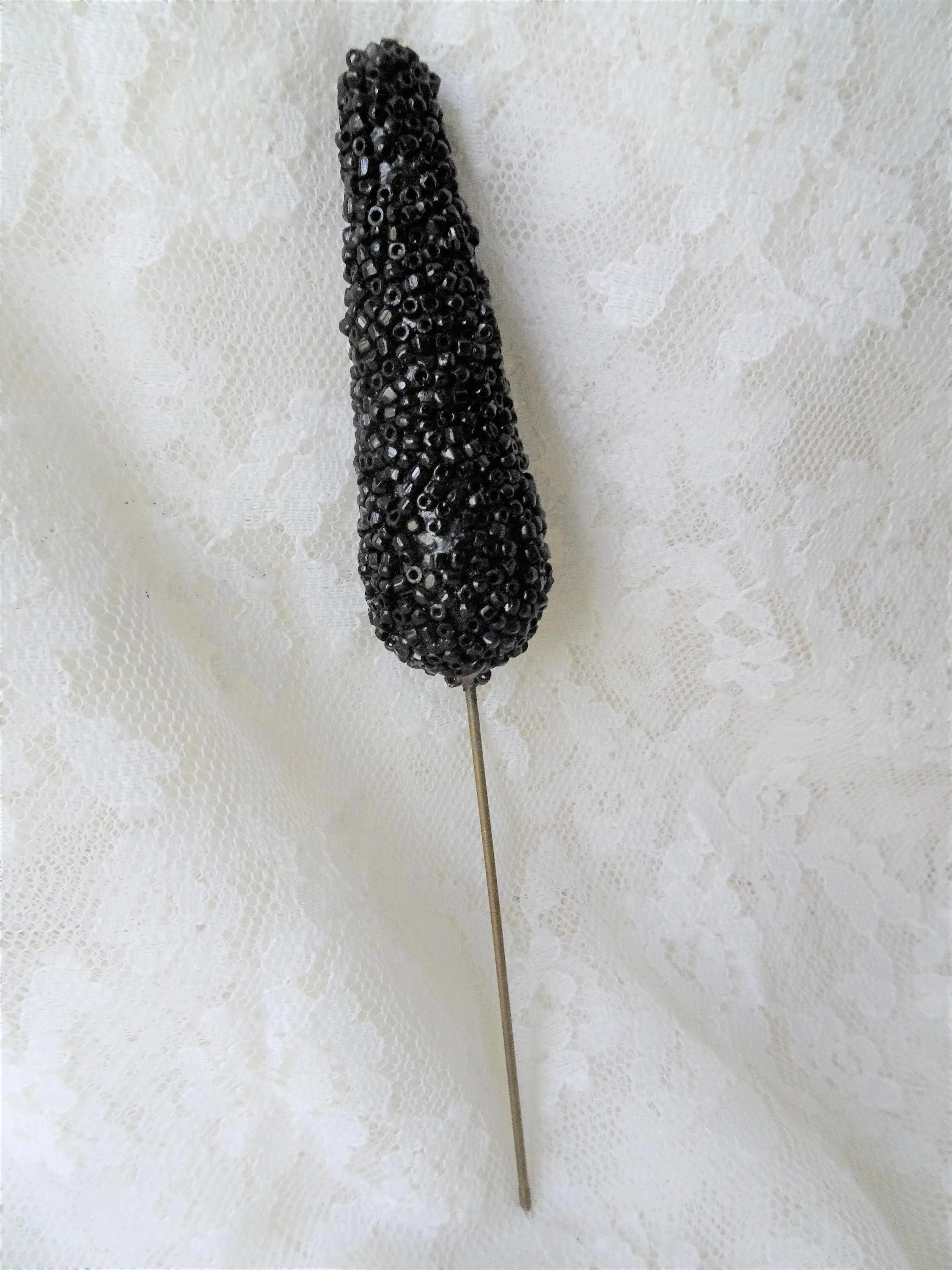 FABULOUS Art Deco Hat Pin, Glittering Black Beaded Hatpin, Art Deco Design, Collectible Jewelry, Vintage Vanity Display