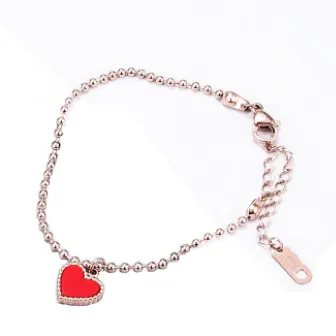 Fashionable Anklets With Red Heart Stainless Steel