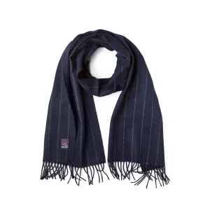 Fox Navy Pinstripe Cashmere & Merino Wool Scarf.