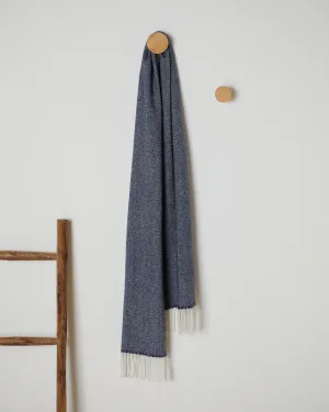 Foxford Navy Herringbone Lambswool Scarf