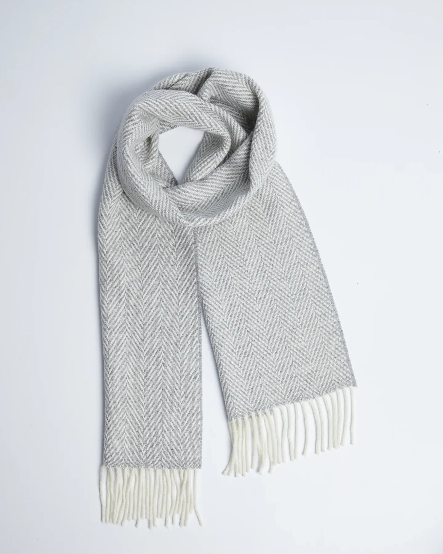 Foxford Pearl Grey and White Cashmere Blend Scarf