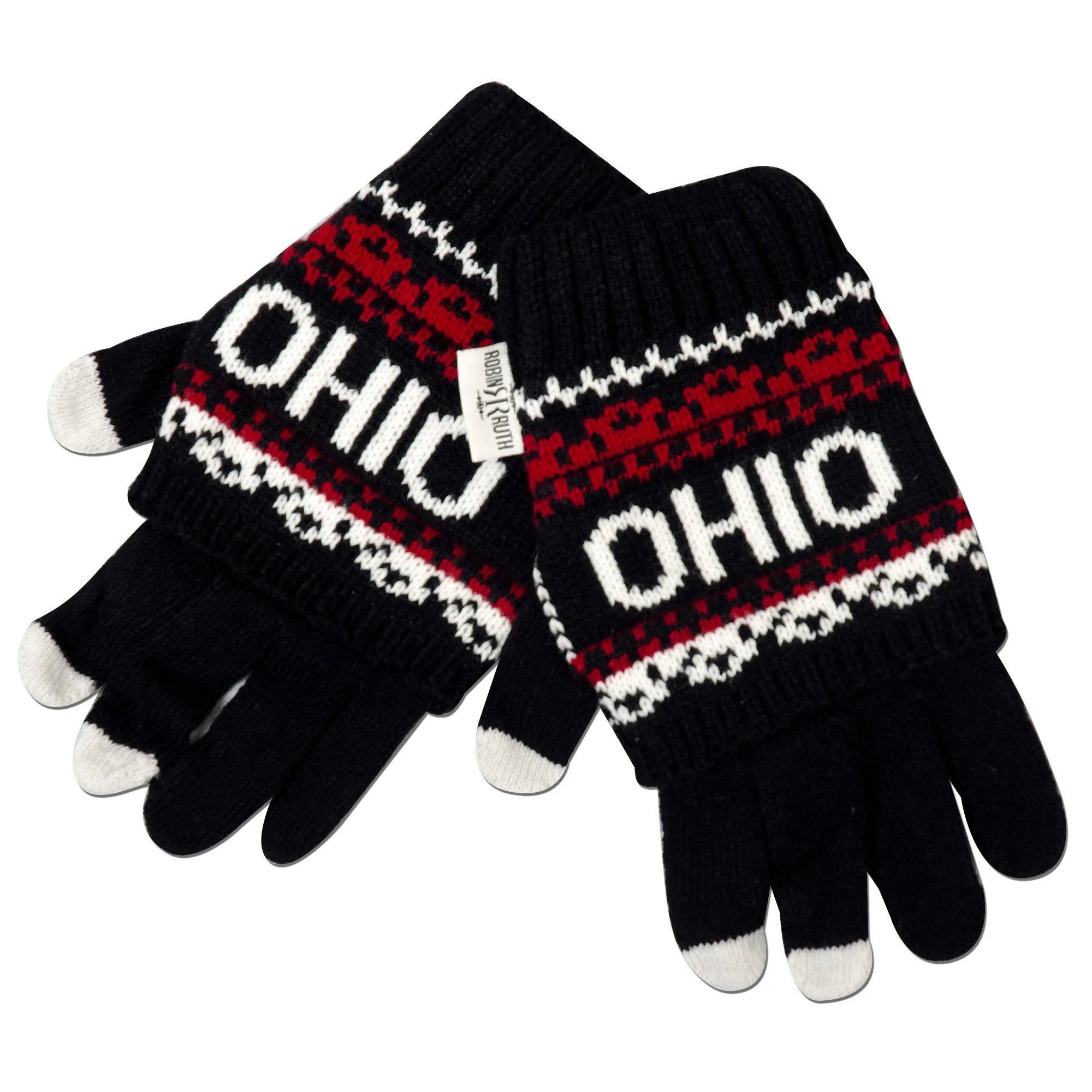 GVOH01 Robin Ruth Knit Gloves - Ohio Black/White/Red