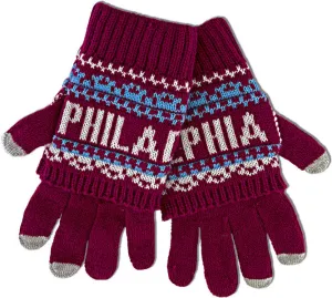 GVPH02 Robin Ruth Knit Gloves - Philadelphia HOT PINK/WHITE/BLUE