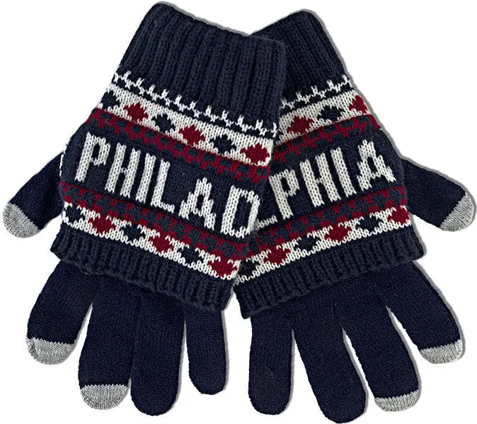 GVPH03 Robin Ruth Knit Gloves - Philadelphia NAVY/WHITE/RED