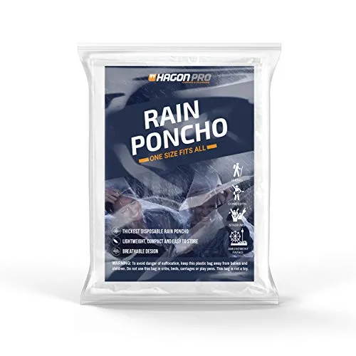 Hagon PRO Disposable Rain Ponchos for Adults (5 Pack)