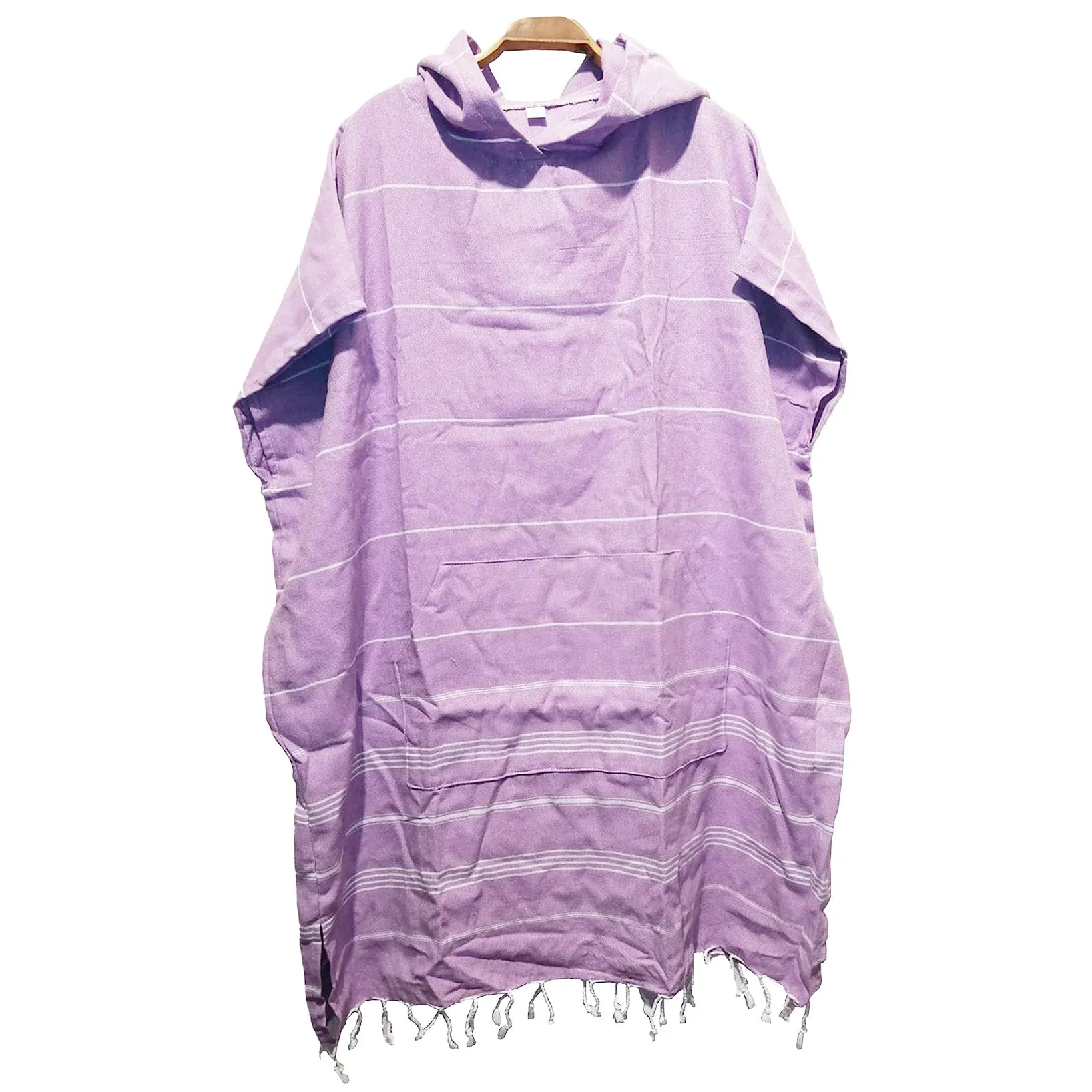 Hand Woven Turkish Towel Hooded Poncho Lilac