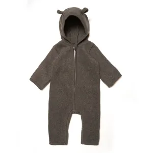 Huttelihut Pram Suit Ears Cotton Fleece Mushi Cot Fleece Brown