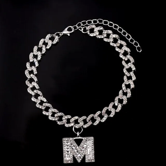 Initial Letters Pendants Cuban Link Chain Letter Anklet For Women