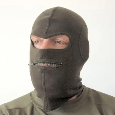 Italian Balaclava / Zip Mouth. Dark Olive.