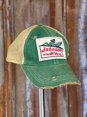 Johnson Seahorse "green horse" Hat- Distressed Kelly Green Snapback