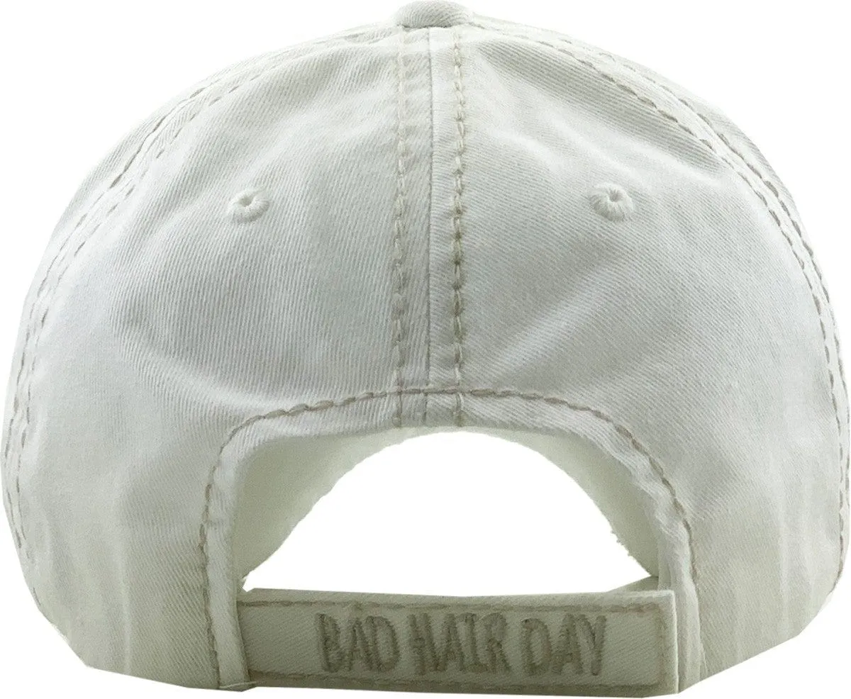 KBV1073 'BAD HAIR DAY' Distressed Cotton Cap