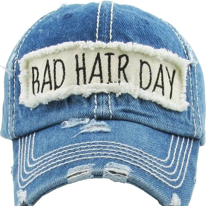 KBV1073 'BAD HAIR DAY' Distressed Cotton Cap