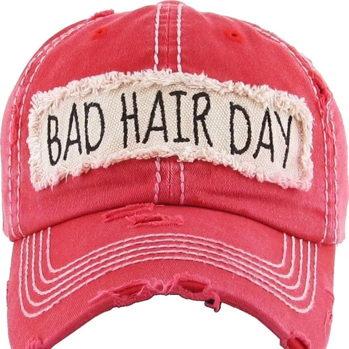 KBV1073 'BAD HAIR DAY' Distressed Cotton Cap