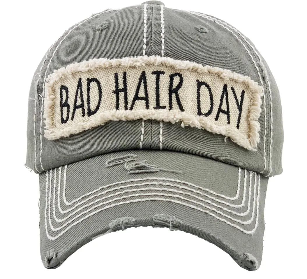 KBV1073 'BAD HAIR DAY' Distressed Cotton Cap