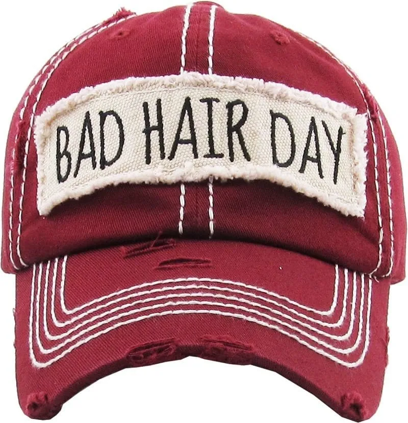 KBV1073 'BAD HAIR DAY' Distressed Cotton Cap