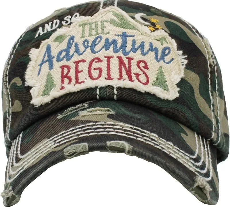 KBV1380 "The Adventure Begins" Vintage Washed Baseball Cap