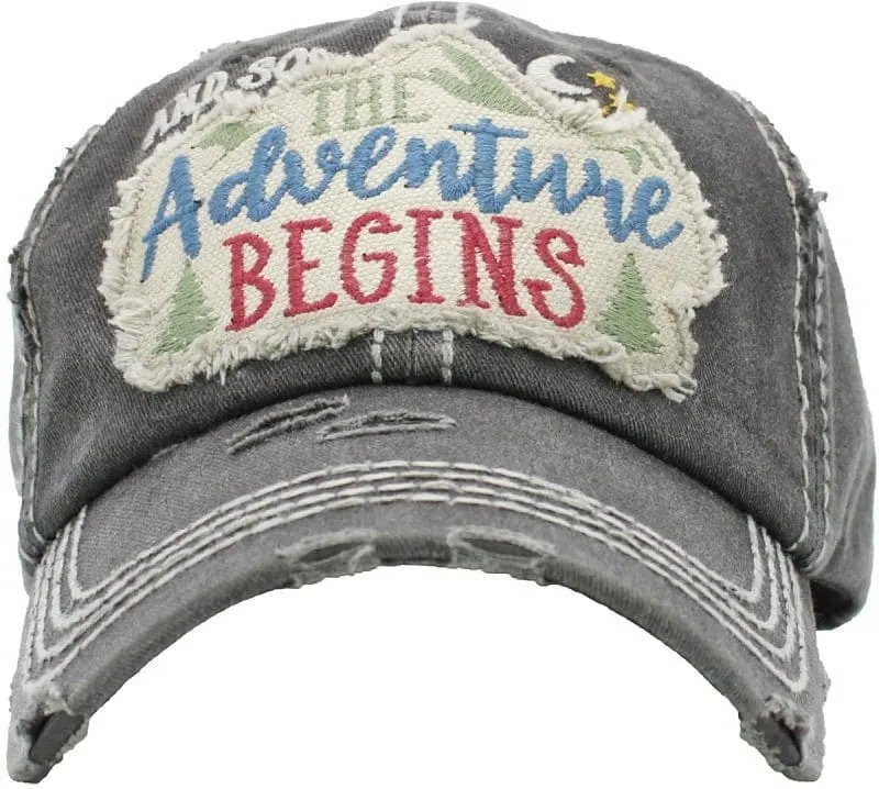 KBV1380 "The Adventure Begins" Vintage Washed Baseball Cap