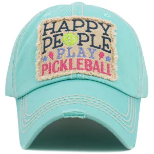 KBV1572 Happy People Play Pickleball Washed Vintage Ballcap