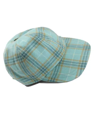 Kiton Cashmere Baseball Cap Powder Blue Window Pane Plaid