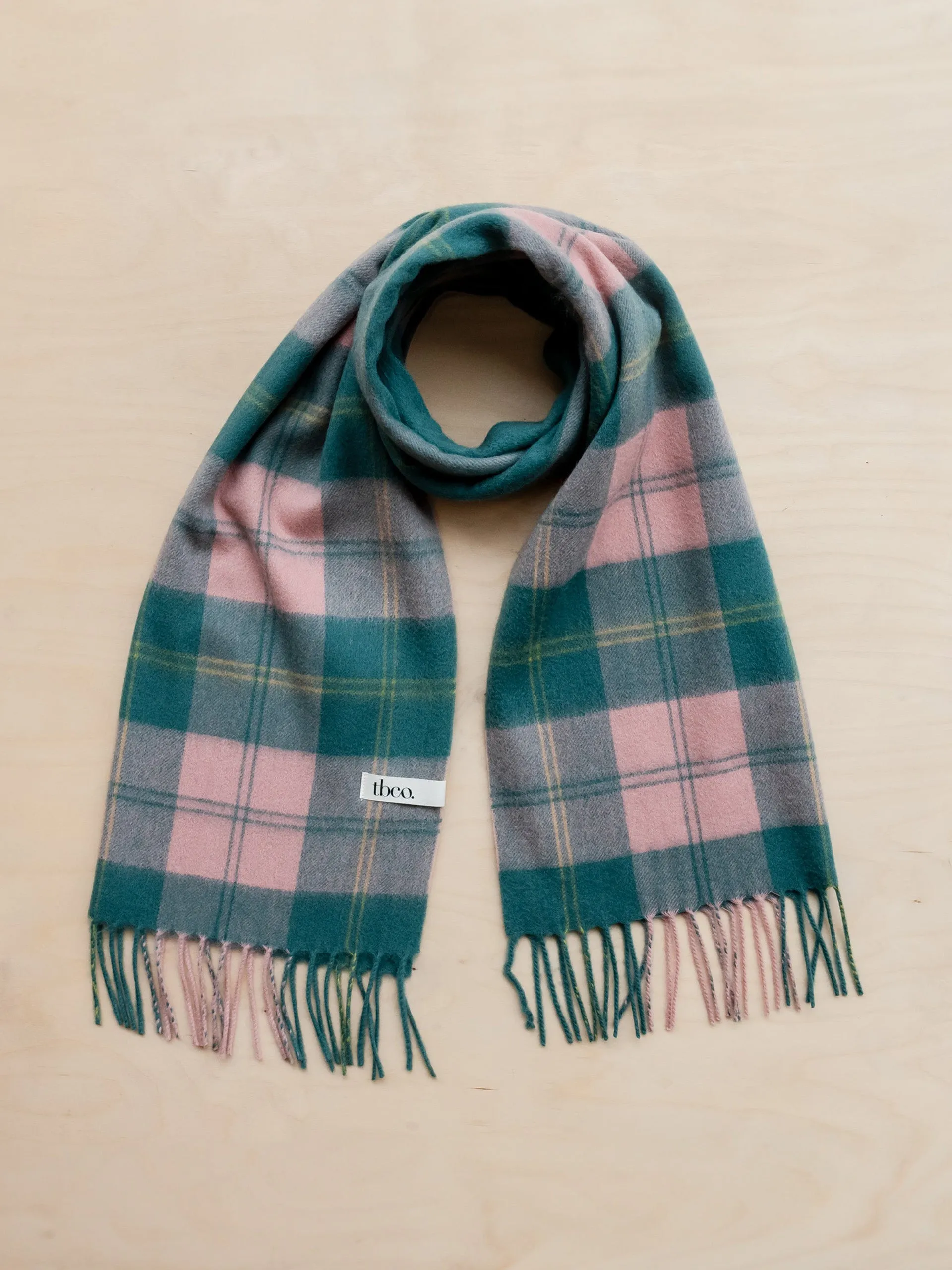 Lambswool oversized scarf in pink varsity check