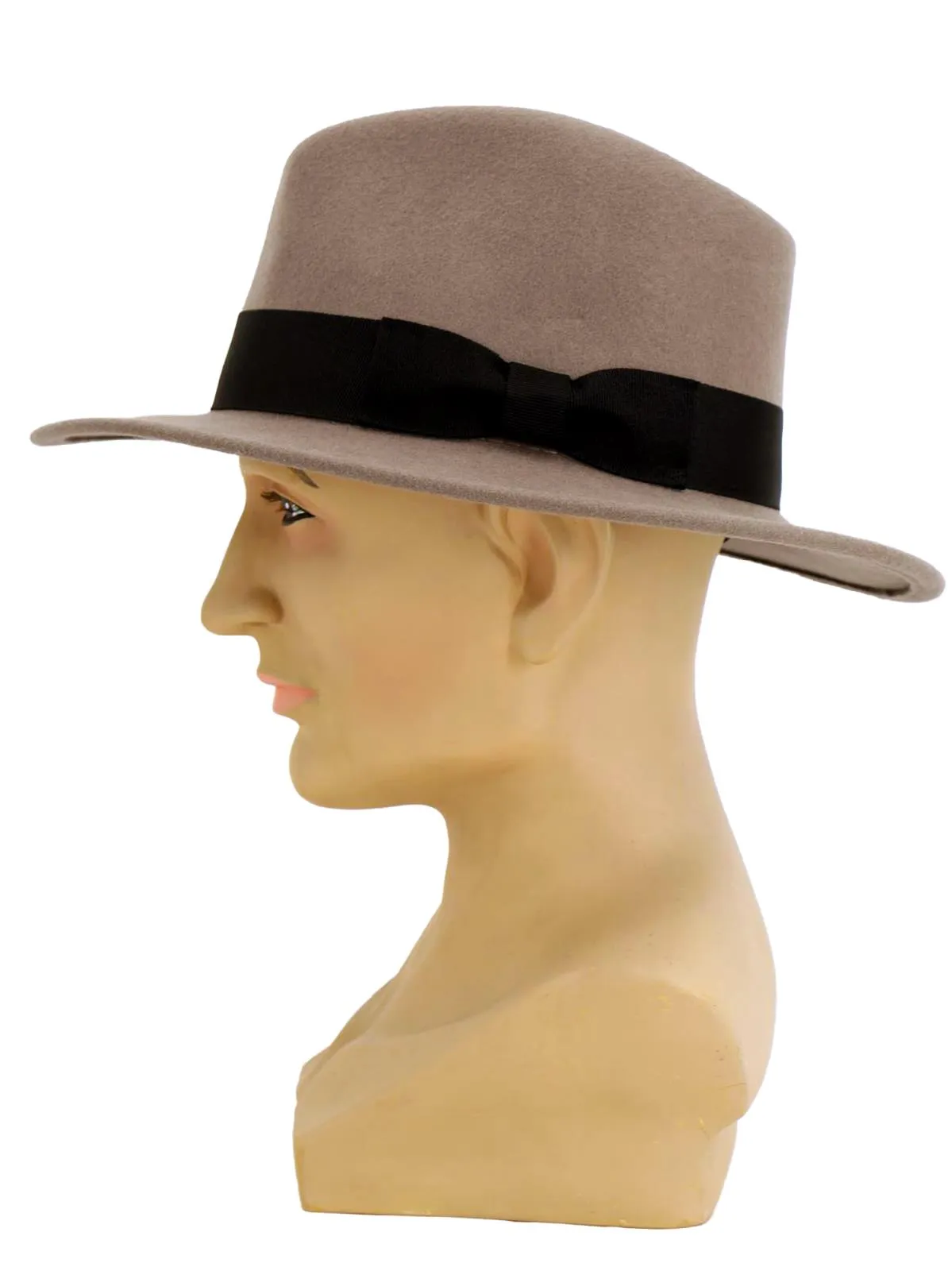 Light Grey Wool Vintage Style Fedora