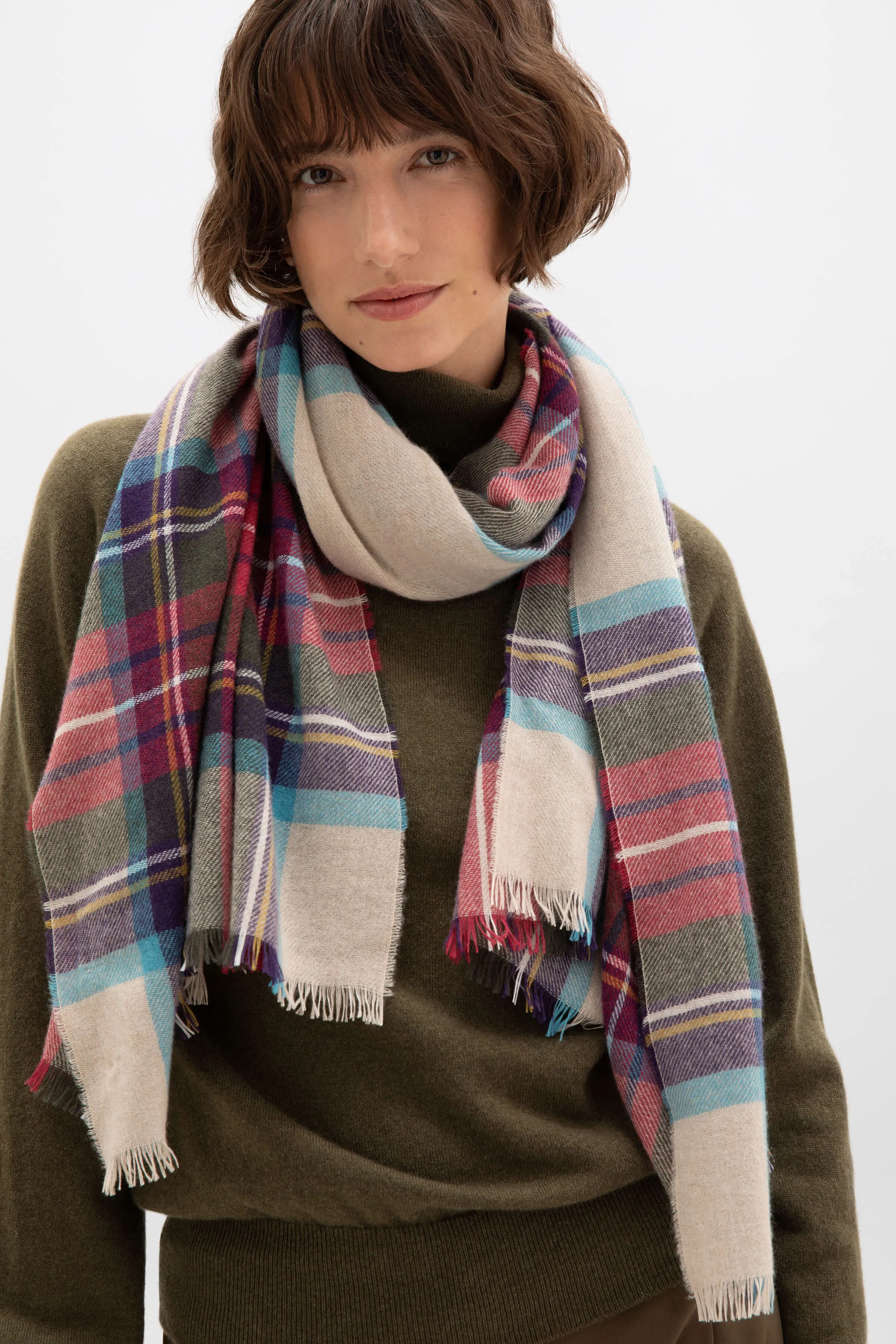 Lightweight Tartan Cashmere Stole