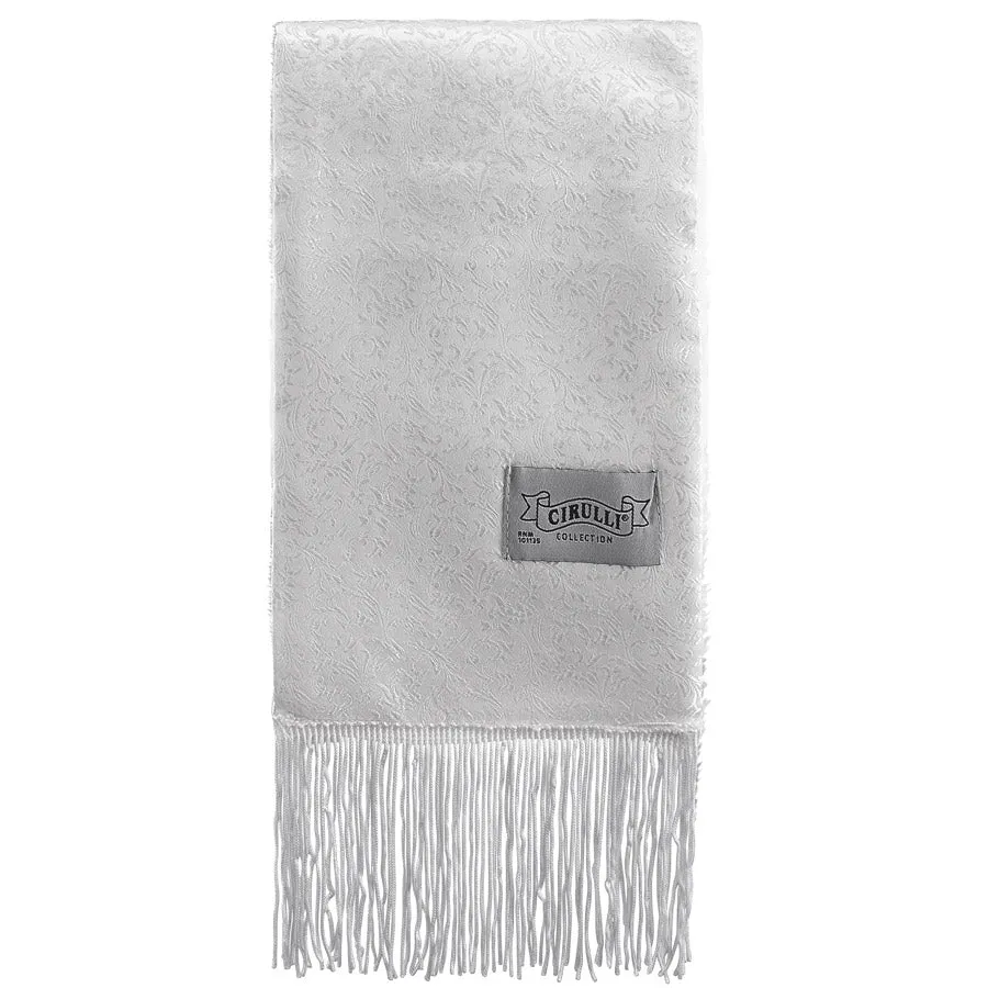 Mens Cirulli White Shabbos Scarf With Fur #5