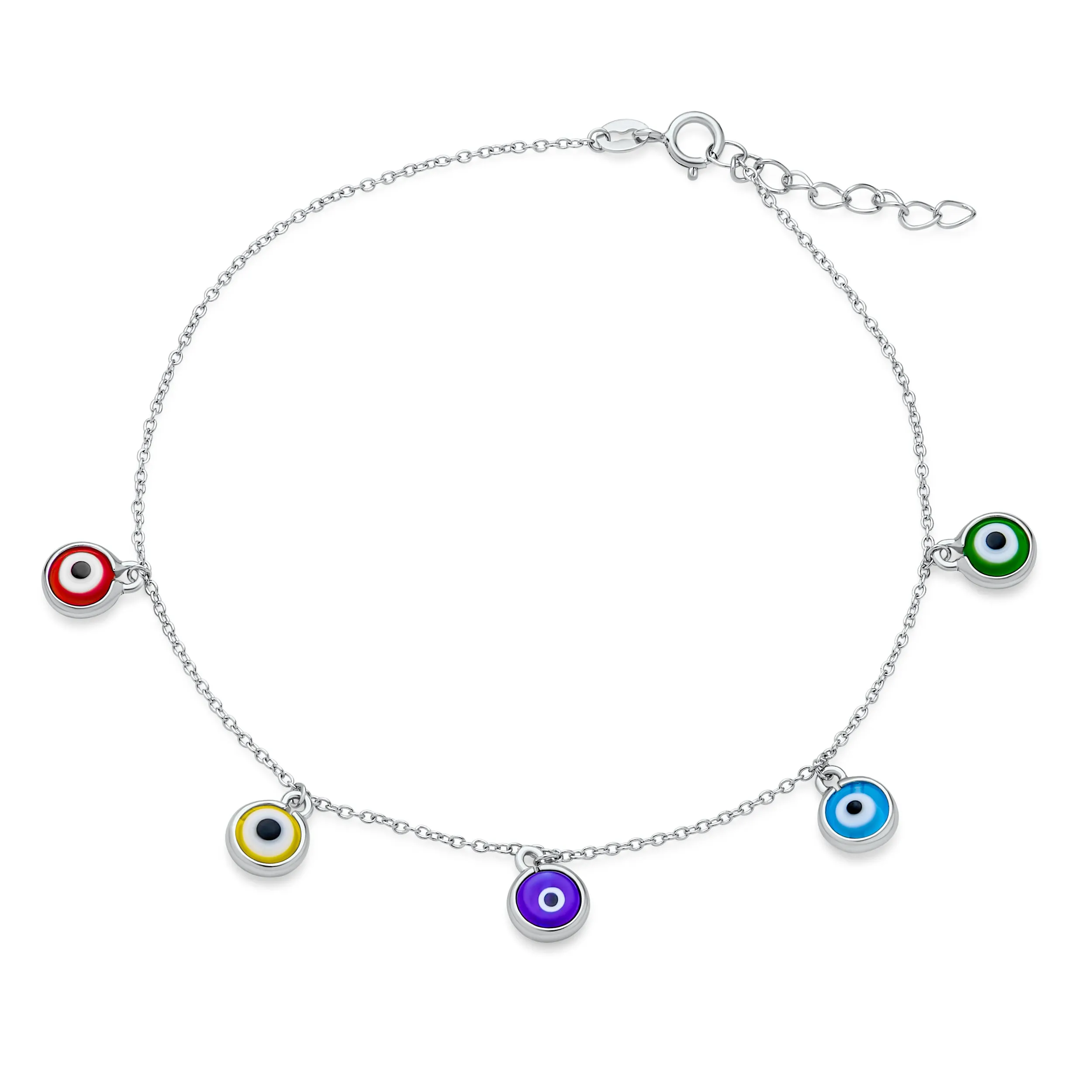 Protection Amulet Evil Eye Anklet Ankle Bracelet Sterling Silver 9-10 Inch