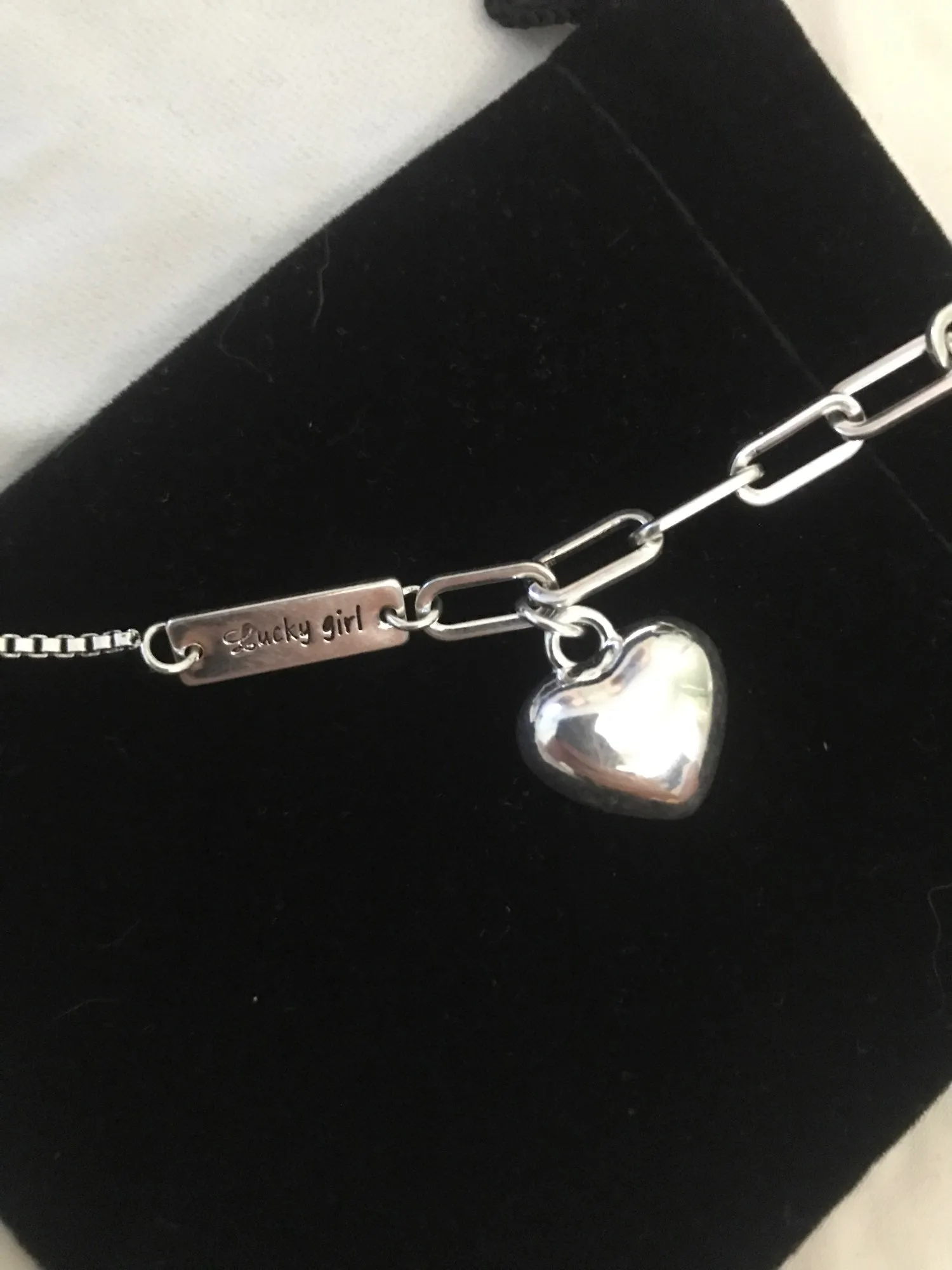 Punk Style Niche Design Rectangular Letter Heart-shaped Anklet