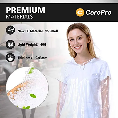 Rain Ponchos for Adults - Disposable 5-10 Pack Plastic Raincoat