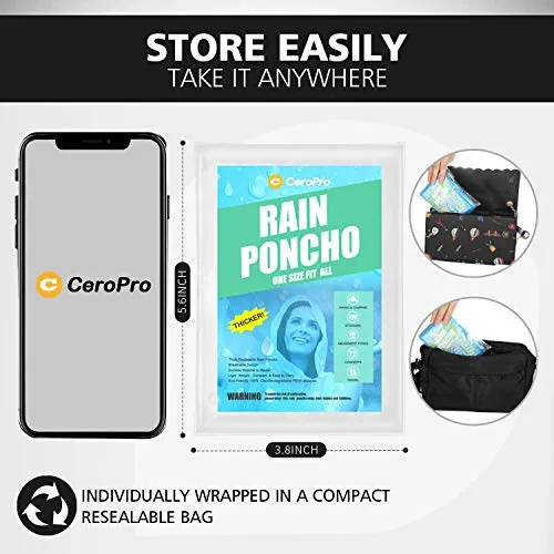 Rain Ponchos for Adults - Disposable 5-10 Pack Plastic Raincoat