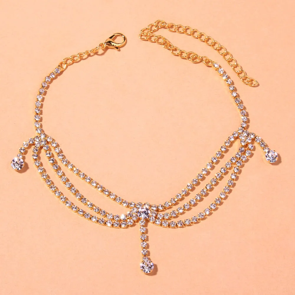 Rhinestone Tennis Chain Anklet Foot Simple Chain Leg Anklet Bracelet