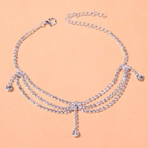 Rhinestone Tennis Chain Anklet Foot Simple Chain Leg Anklet Bracelet