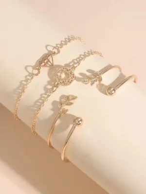 Shein 4pcs Leaf & Knot Decor Bracelet